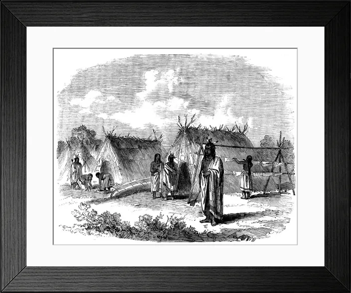 Framed Print : The Assiniboine and Saskatchewan Exploring Expedition - Ojibway Encampment near the Falls... 1858. Creator: Unknown Framed Print : The Assiniboine and Saskatchewan Exploring Expedition - Ojibway Encampment near the Falls... 1858. Creator: Unknown