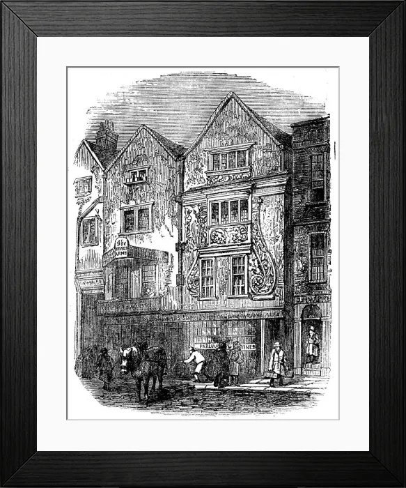 Framed Print : Old Houses, Moorfields, 1858. Creator: Unknown Framed Print : Old Houses, Moorfields, 1858. Creator: Unknown