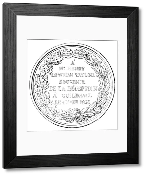 Framed Print : Gold Medal presented by the King of Sardinia to Mr. H. Lowman Taylor, 1858. Creator: Unknown Framed Print : Gold Medal presented by the King of Sardinia to Mr. H. Lowman Taylor, 1858. Creator: Unknown