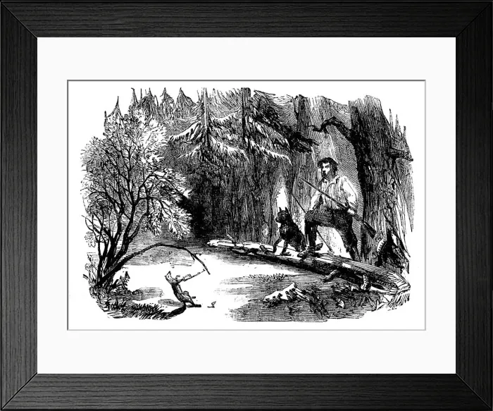 Framed Print : Sporting Scenes in Canada - Round the Traps, 1858. Creator: Unknown Framed Print : Sporting Scenes in Canada - Round the Traps, 1858. Creator: Unknown
