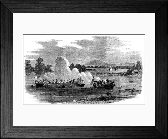 Framed Print : Action between a large Chinese Row-Galley and a small Cutter of H.M.S. Amethyst'... 1858. Creator: Unknown. Action between a large Chinese Row-Galley and a small Cutter of H.M.S. Amethyst'... 1858. Creator: Unknown Framed Print : Action between a large Chinese Row-Galley and a small Cutter of H.M.S. Amethyst'... 1858. Creator: Unknown. Action between a large Chinese Row-Galley and a small Cutter of H.M.S. Amethyst'... 1858. Creator: Unknown