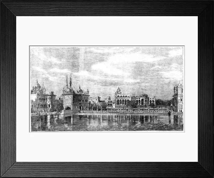 Framed Print : Sacred Tank, and Marble Causeway leading to a Sikh Temple, in Umritzir, 1858. Creator: Unknown Framed Print : Sacred Tank, and Marble Causeway leading to a Sikh Temple, in Umritzir, 1858. Creator: Unknown