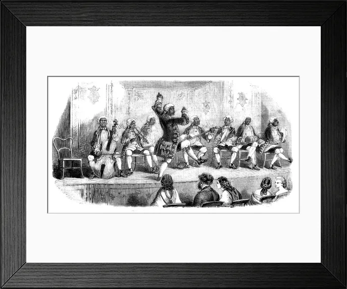 Framed Print : The Coloured Opera Troupe at the Oxford Street Gallery, 1858. Creator: Unknown Framed Print : The Coloured Opera Troupe at the Oxford Street Gallery, 1858. Creator: Unknown