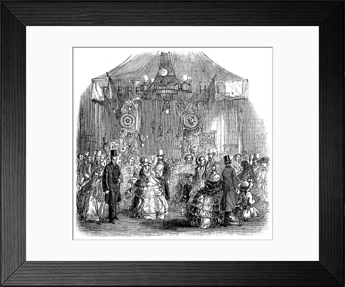 Framed Print : Fancy Bazaar recently held in the Townhall, Hadleigh, Suffolk, in aid of the Restoration... 1858. Creator: Unknown