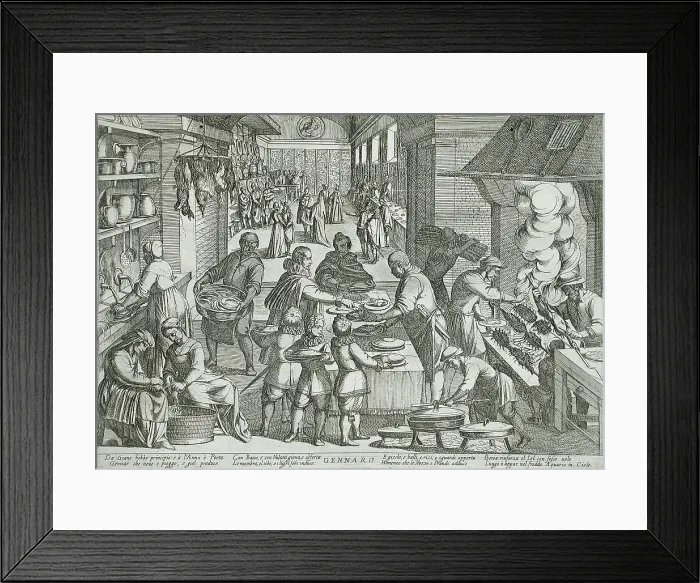 Framed Print : January: A Kitchen, published 1599. Creator: Antonio Tempesta Framed Print : January: A Kitchen, published 1599. Creator: Antonio Tempesta