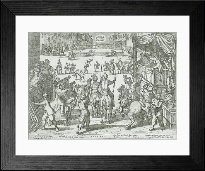 Framed Print : February: A Tournament, published 1599. Creator: Antonio Tempesta Framed Print : February: A Tournament, published 1599. Creator: Antonio Tempesta