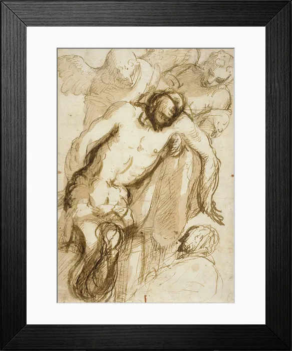 Framed Print : The Dead Christ Supported by Two Angels, Unknown date. Creator: Jacopo Palma Framed Print : The Dead Christ Supported by Two Angels, Unknown date. Creator: Jacopo Palma