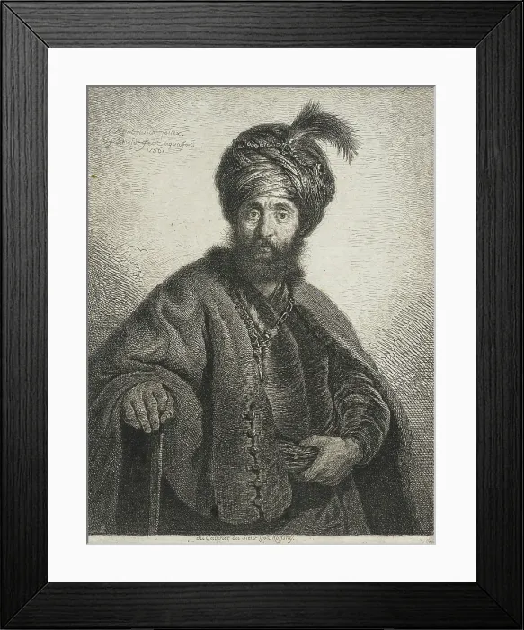 Framed Print : A Bearded Man Wearing a Turban / Man in oriental Costume, 1756. Creator: Georg Friedrich Schmidt Framed Print : A Bearded Man Wearing a Turban / Man in oriental Costume, 1756. Creator: Georg Friedrich Schmidt