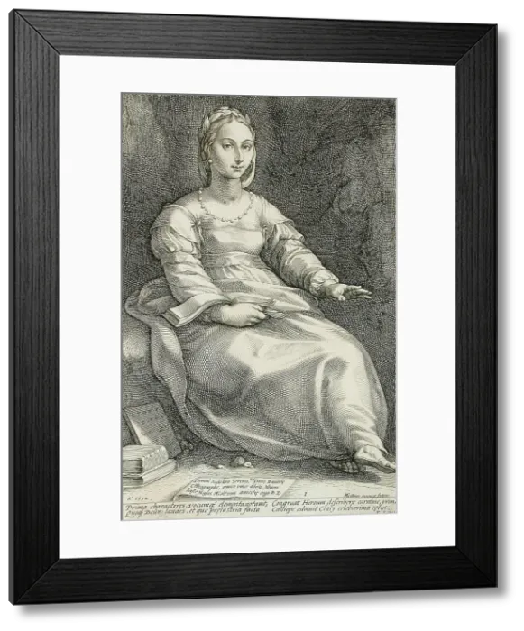 Framed Print : Calliope, 1592. Creator: Hendrik Goltzius Framed Print : Calliope, 1592. Creator: Hendrik Goltzius