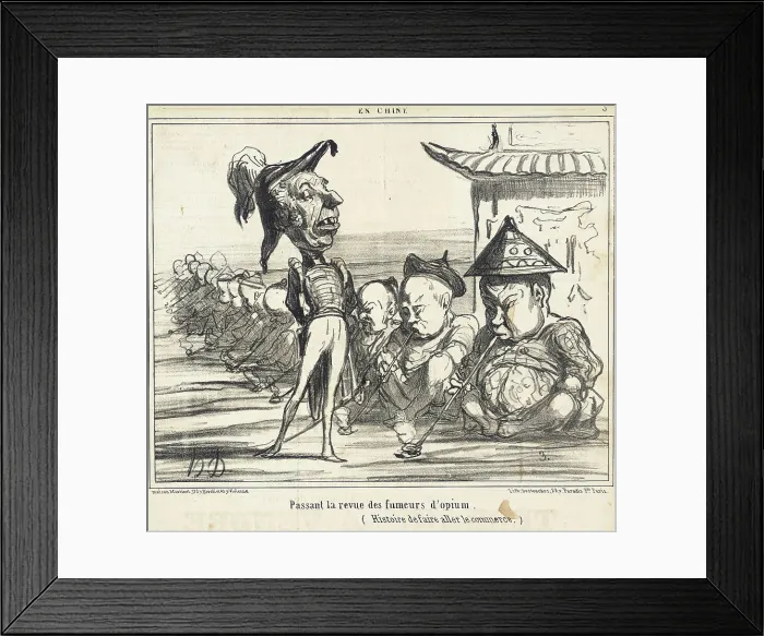 Framed Print : Passant la revue des fumeurs d'opium, 1858. Creator: Honore Daumier Framed Print : Passant la revue des fumeurs d'opium, 1858. Creator: Honore Daumier