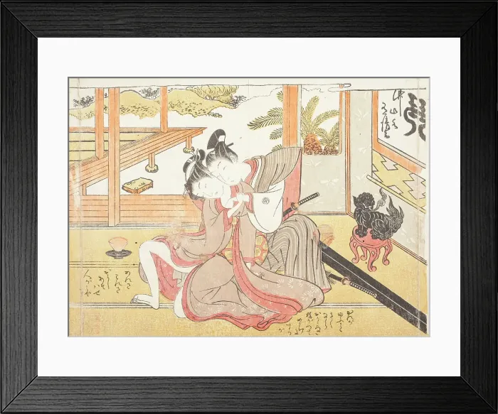 Framed Print : Untilted picture from a erotic album, Early 1770s. Creator: Isoda Koryusai Framed Print : Untilted picture from a erotic album, Early 1770s. Creator: Isoda Koryusai