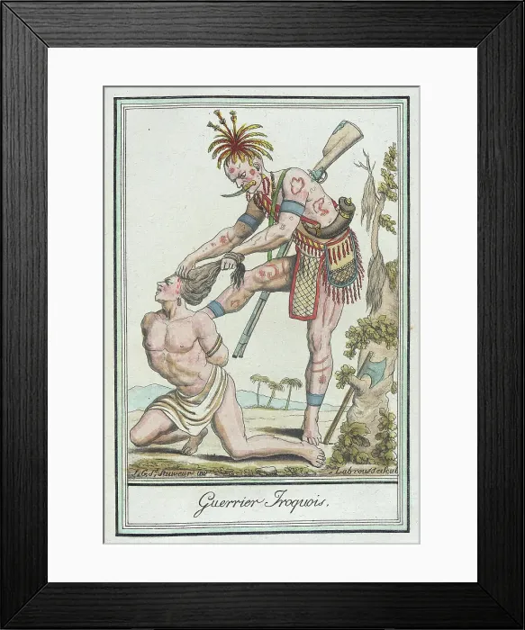 Framed Print : Costumes de Différents Pays, Guerrier Iroquois, c1797. Creators: Jacques Grasset de Saint-Sauveur, LF Labrousse Framed Print : Costumes de Différents Pays, Guerrier Iroquois, c1797. Creators: Jacques Grasset de Saint-Sauveur, LF Labrousse