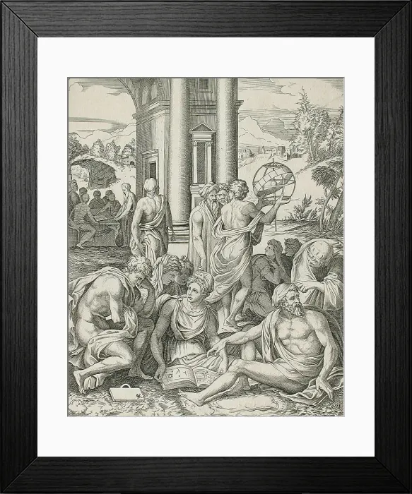 Framed Print : An Assembly of Wise Men and Women, between circa 1510 and circa 1520. Creator: Marco Dente Framed Print : An Assembly of Wise Men and Women, between circa 1510 and circa 1520. Creator: Marco Dente