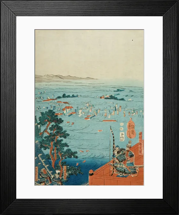 Framed Print : Yasuhiro Surveying his Army being Washed Away (image 1 of 3), c1850. Creator: Utagawa Yoshitora Framed Print : Yasuhiro Surveying his Army being Washed Away (image 1 of 3), c1850. Creator: Utagawa Yoshitora