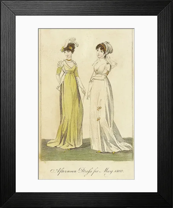 Framed Print : Fashion Plate (Afternoon Dress for May, 1800), 1800. Creator: Unknown Framed Print : Fashion Plate (Afternoon Dress for May, 1800), 1800. Creator: Unknown
