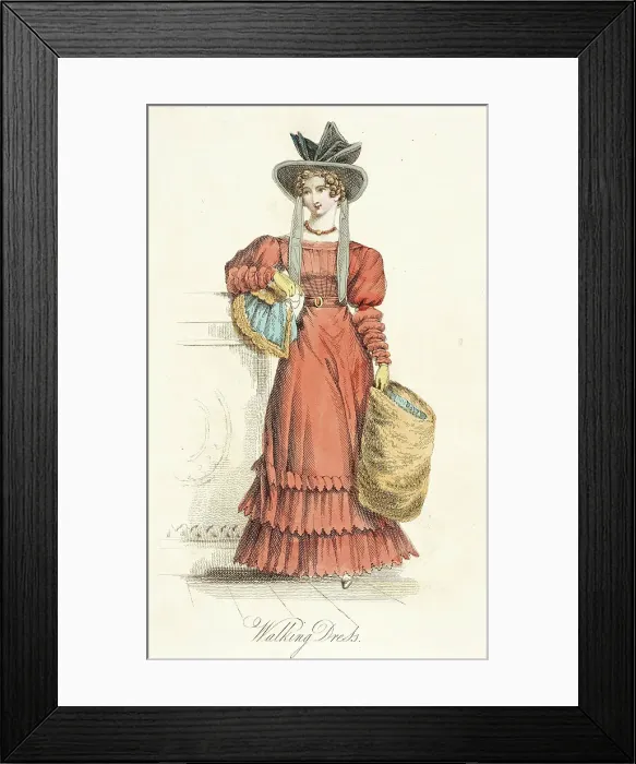 Framed Print : Fashion Plate (Walking Dress), 1825. Creator: Unknown Framed Print : Fashion Plate (Walking Dress), 1825. Creator: Unknown
