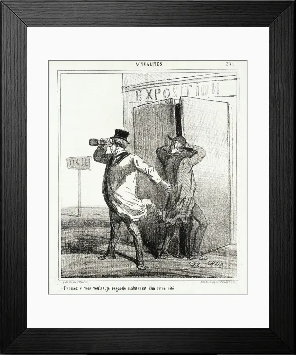 Framed Print : Fermez (l'Exposition) si vous voulez, je regarde maintenant d'un autre côte (l'Italie), 1867. Creator: Cham Framed Print : Fermez (l'Exposition) si vous voulez, je regarde maintenant d'un autre côte (l'Italie), 1867. Creator: Cham