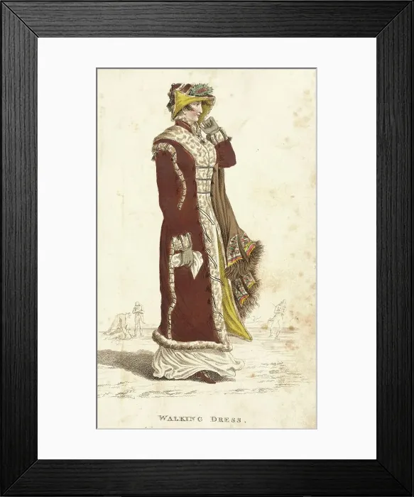Framed Print : Fashion Plate (Walking Dress), 1812. Creator: John Bell Framed Print : Fashion Plate (Walking Dress), 1812. Creator: John Bell