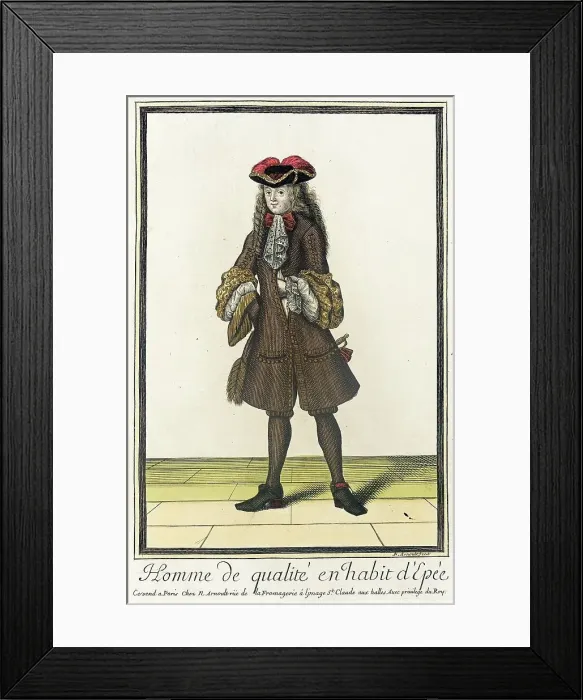 Framed Print : Recueil des modes de la cour de France, Homme de Qualité en Habit... between c1678 and c1681. Creator: Nicolas Arnoult Framed Print : Recueil des modes de la cour de France, Homme de Qualité en Habit... between c1678 and c1681. Creator: Nicolas Arnoult