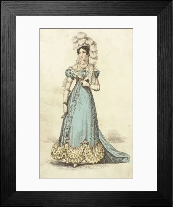 Framed Print : Fashion Plate (Court Dress), 1824. Creator: Unknown Framed Print : Fashion Plate (Court Dress), 1824. Creator: Unknown
