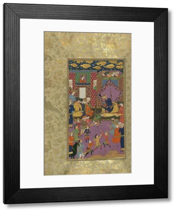 Framed Print : Single Leaf of Youths Before a Ruler at his Court, early 11th century AH / AD 17th century. Creator: Unknown Framed Print : Single Leaf of Youths Before a Ruler at his Court, early 11th century AH / AD 17th century. Creator: Unknown