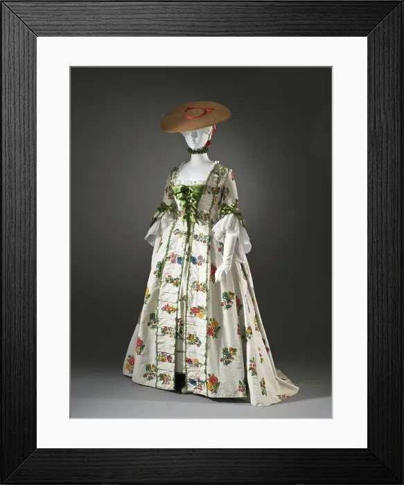 Framed Print : Woman's Robe à la Française or afternoon dress and petticoat, France, c.1760. Creator: Unknown Framed Print : Woman's Robe à la Française or afternoon dress and petticoat, France, c.1760. Creator: Unknown