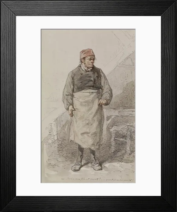 Framed Print : Man in Apron and Cap, c1855. Creator: Paul Gavarni Framed Print : Man in Apron and Cap, c1855. Creator: Paul Gavarni