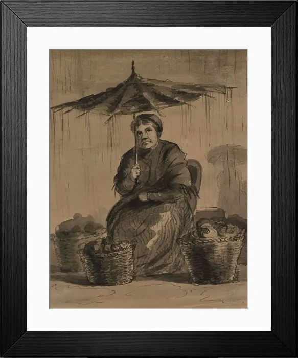 Framed Print : Woman Under an Umbrella in a Market, mid 19th century. Creator: Alfred Jacob Miller Framed Print : Woman Under an Umbrella in a Market, mid 19th century. Creator: Alfred Jacob Miller