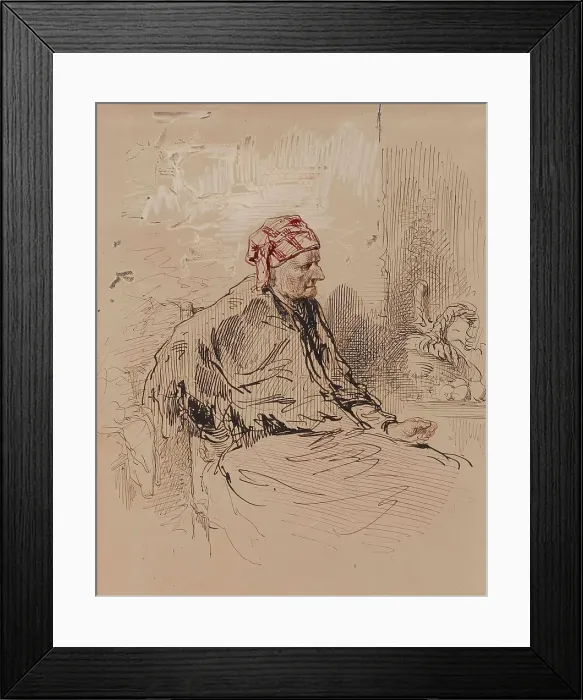 Framed Print : Old Woman in Red Cap, 1852-1866. Creator: Paul Gavarni Framed Print : Old Woman in Red Cap, 1852-1866. Creator: Paul Gavarni
