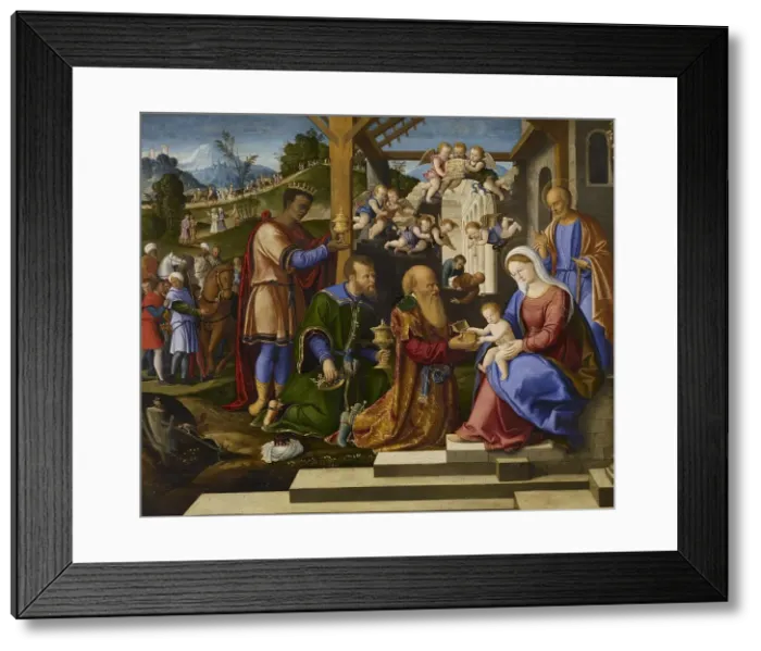 Framed Print : The Adoration of the Three Kings, c1525-1530. Creator: Girolamo da Santacroce Framed Print : The Adoration of the Three Kings, c1525-1530. Creator: Girolamo da Santacroce