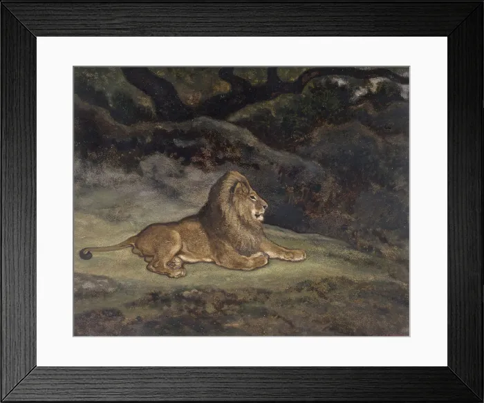 Framed Print : Lion at Rest, c1850s-1860s. Creator: Antoine-Louis Barye Framed Print : Lion at Rest, c1850s-1860s. Creator: Antoine-Louis Barye