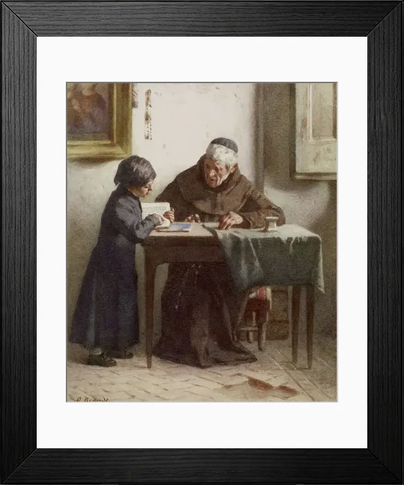 Framed Print : Monk Instructing a Boy Dressed in a Cassock, c1865. Creator: Otto Brandt Framed Print : Monk Instructing a Boy Dressed in a Cassock, c1865. Creator: Otto Brandt