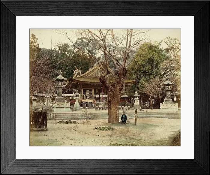 Framed Print : Temple at Ikuta, 1865. Creator: Unknown Framed Print : Temple at Ikuta, 1865. Creator: Unknown