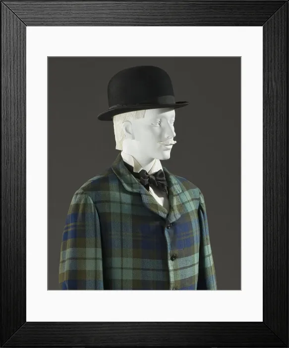 Framed Print : Man's two-piece lounge suit, England, 1875-1880. Hat: 1875-1890.. Creator: Unknown Framed Print : Man's two-piece lounge suit, England, 1875-1880. Hat: 1875-1890.. Creator: Unknown