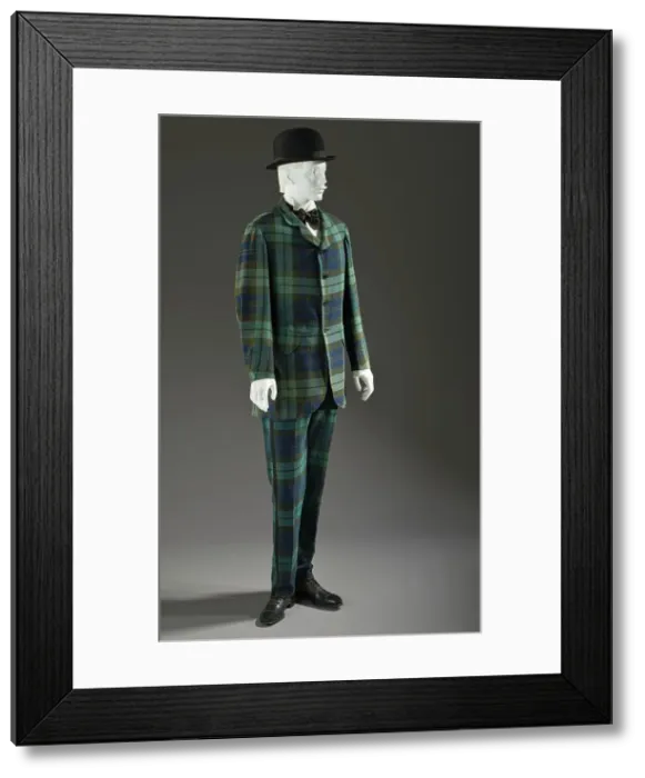 Framed Print : Man's two-piece lounge suit, England, 1875-1880. Hat: 1875-1890.. Creator: Unknown Framed Print : Man's two-piece lounge suit, England, 1875-1880. Hat: 1875-1890.. Creator: Unknown