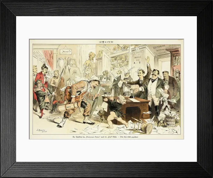 Framed Print : Cartoon from Puck, between 1880 and 1889. Creators: Joseph Keppler, Bernhard Gillam
