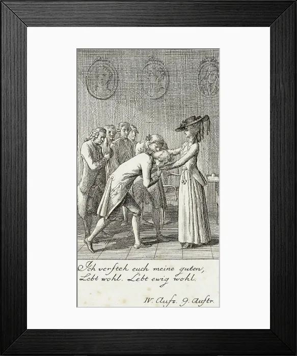 Framed Print : Plate 10 for Schiller's Intrigue and Love, 1785. Creator: Daniel Nikolaus Chodowiecki
