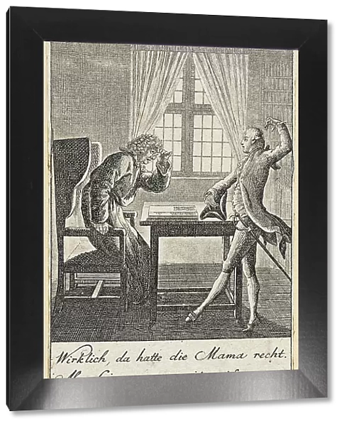 Plate 5 for C. L. Bretzner's The Marriage Broker, 1784. Creator: Daniel Nikolaus Chodowiecki