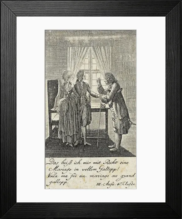 Framed Print : Plate 7 for C. L. Bretzner's The Marriage Broker, 1784. Creator: Daniel Nikolaus Chodowiecki Framed Print : Plate 7 for C. L. Bretzner's The Marriage Broker, 1784. Creator: Daniel Nikolaus Chodowiecki
