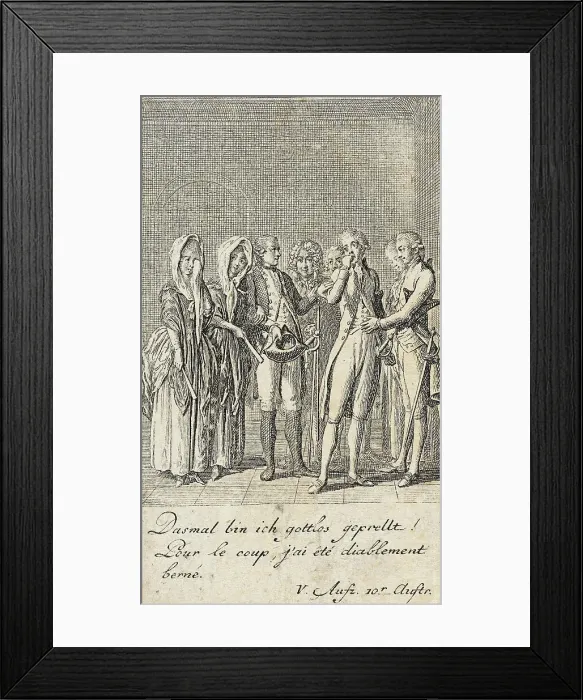 Framed Print : Plate 12 for C. L. Bretzner's The Marriage Broker, 1784. Creator: Daniel Nikolaus Chodowiecki Framed Print : Plate 12 for C. L. Bretzner's The Marriage Broker, 1784. Creator: Daniel Nikolaus Chodowiecki