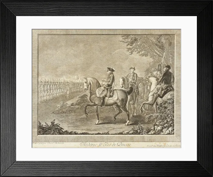 Framed Print : King Frederick II on Watch Parade, 1777. Creator: Daniel Nikolaus Chodowiecki Framed Print : King Frederick II on Watch Parade, 1777. Creator: Daniel Nikolaus Chodowiecki