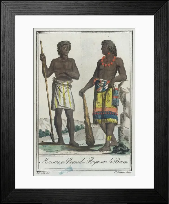 Framed Print : Costumes de Différents Pays, Ministre et Negre du Royaume de Benin, c1797. Creator: Jacques Grasset de Saint-Sauveur Framed Print : Costumes de Différents Pays, Ministre et Negre du Royaume de Benin, c1797. Creator: Jacques Grasset de Saint-Sauveur