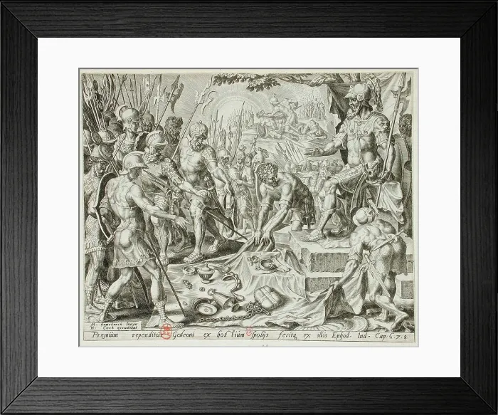 Framed Print : Gideon Receiving a Share from the Spoil, 1561. Creator: Unknown Framed Print : Gideon Receiving a Share from the Spoil, 1561. Creator: Unknown