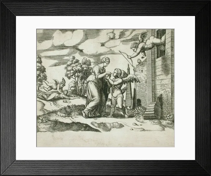 Framed Print : Psyche Opens the Fateful Box, between 1520 and 1535. Creators: Master of the Die, Michiel Coxie Framed Print : Psyche Opens the Fateful Box, between 1520 and 1535. Creators: Master of the Die, Michiel Coxie