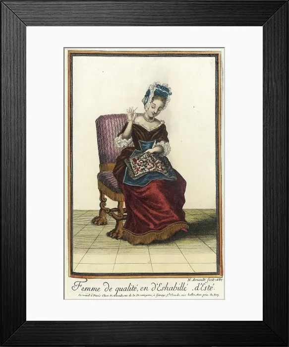 Framed Print : Recueil des modes de la cour de France, Femme de Qualité, en d'Eshabillé d'Esté, 1687. Creator: Nicolas Arnoult Framed Print : Recueil des modes de la cour de France, Femme de Qualité, en d'Eshabillé d'Esté, 1687. Creator: Nicolas Arnoult