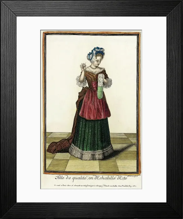 Framed Print : Recueil des modes de la cour de France, Fille de Qualité, en d'Eshabillé d'Este, 1687. Creator: Nicolas Arnoult Framed Print : Recueil des modes de la cour de France, Fille de Qualité, en d'Eshabillé d'Este, 1687. Creator: Nicolas Arnoult