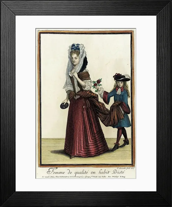 Framed Print : Recueil des modes de la cour de France, Femme de Qualité en Habit d'Esté, 1687. Creator: Nicolas Arnoult Framed Print : Recueil des modes de la cour de France, Femme de Qualité en Habit d'Esté, 1687. Creator: Nicolas Arnoult