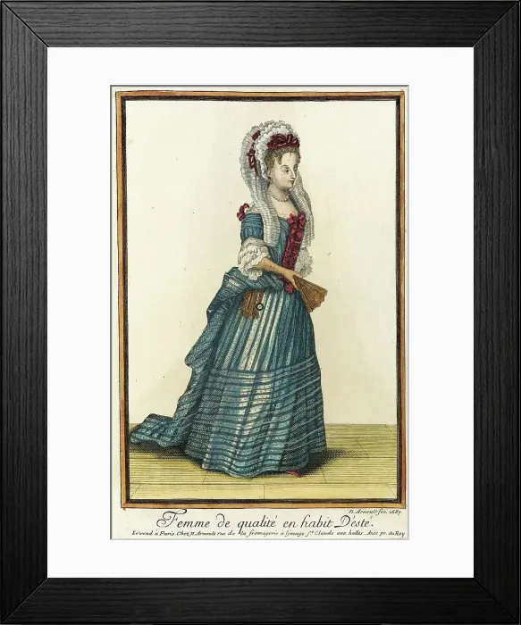 Framed Print : Recueil des modes de la cour de France, Femme de Qualité en Habit d'Esté, 1687. Creator: Nicolas Arnoult Framed Print : Recueil des modes de la cour de France, Femme de Qualité en Habit d'Esté, 1687. Creator: Nicolas Arnoult