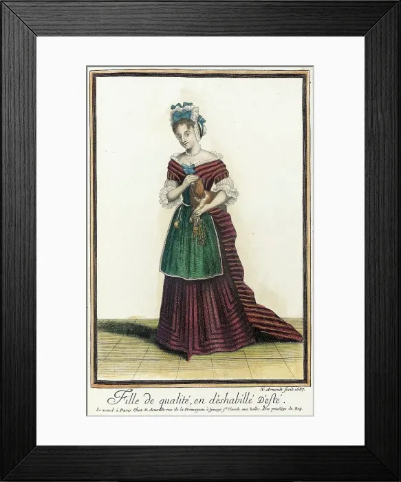 Framed Print : Recueil des modes de la cour de France, Fille de Qualité, en d'Eshabillé d'Esté, 1687. Creator: Nicolas Arnoult Framed Print : Recueil des modes de la cour de France, Fille de Qualité, en d'Eshabillé d'Esté, 1687. Creator: Nicolas Arnoult