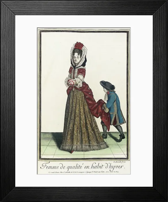 Framed Print : Recueil des modes de la cour de France, Femme de Qualité en Habit d'Hyver, between c1672 and c1686 Creator: Nicolas Arnoult Framed Print : Recueil des modes de la cour de France, Femme de Qualité en Habit d'Hyver, between c1672 and c1686 Creator: Nicolas Arnoult